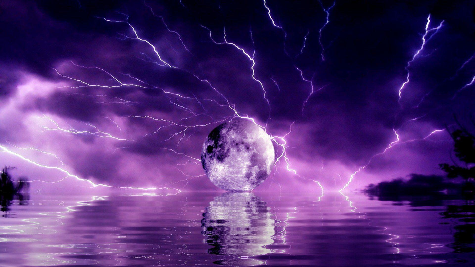 1920x1080 storm, Weather, Rain, Sky, Clouds, Nature, Sea, Ocean, Moon, Fantasy, Sci fi, Lightning, Artwork, Reflection Wallpaper HD / Desktop and Mobile Background
