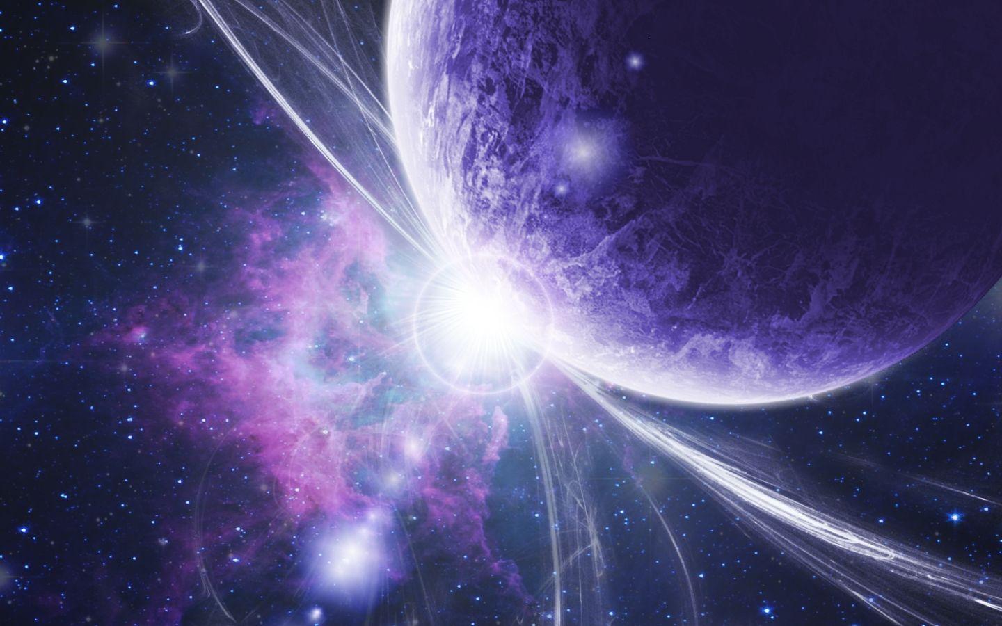 1440x900 Space Explosion Sunrise Purple Blue Planet Sci Fi Nebula Wallpaper:1440x900