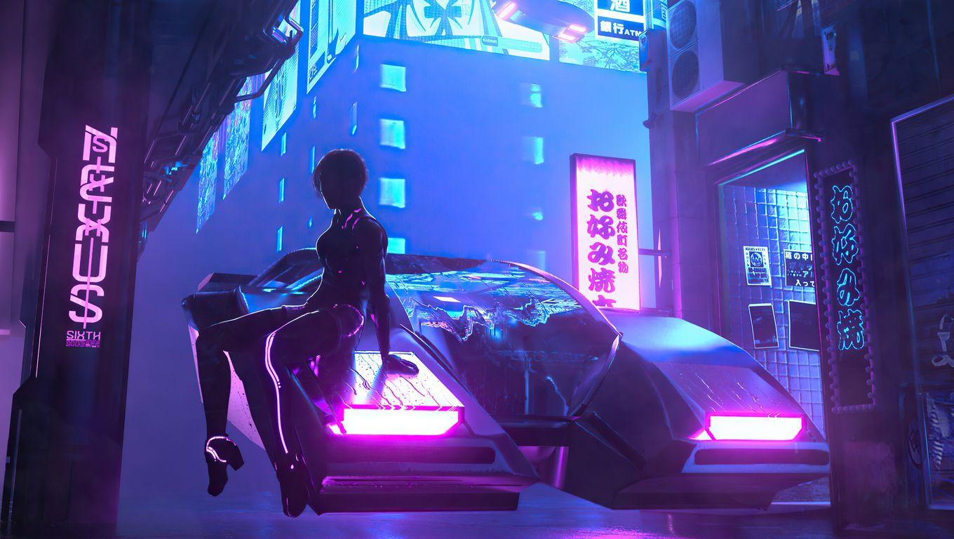 1360x768 Cyberpunk Scifi Car City 4k Laptop HD HD 4k Wallpaper, Image, Background, Photo and Picture