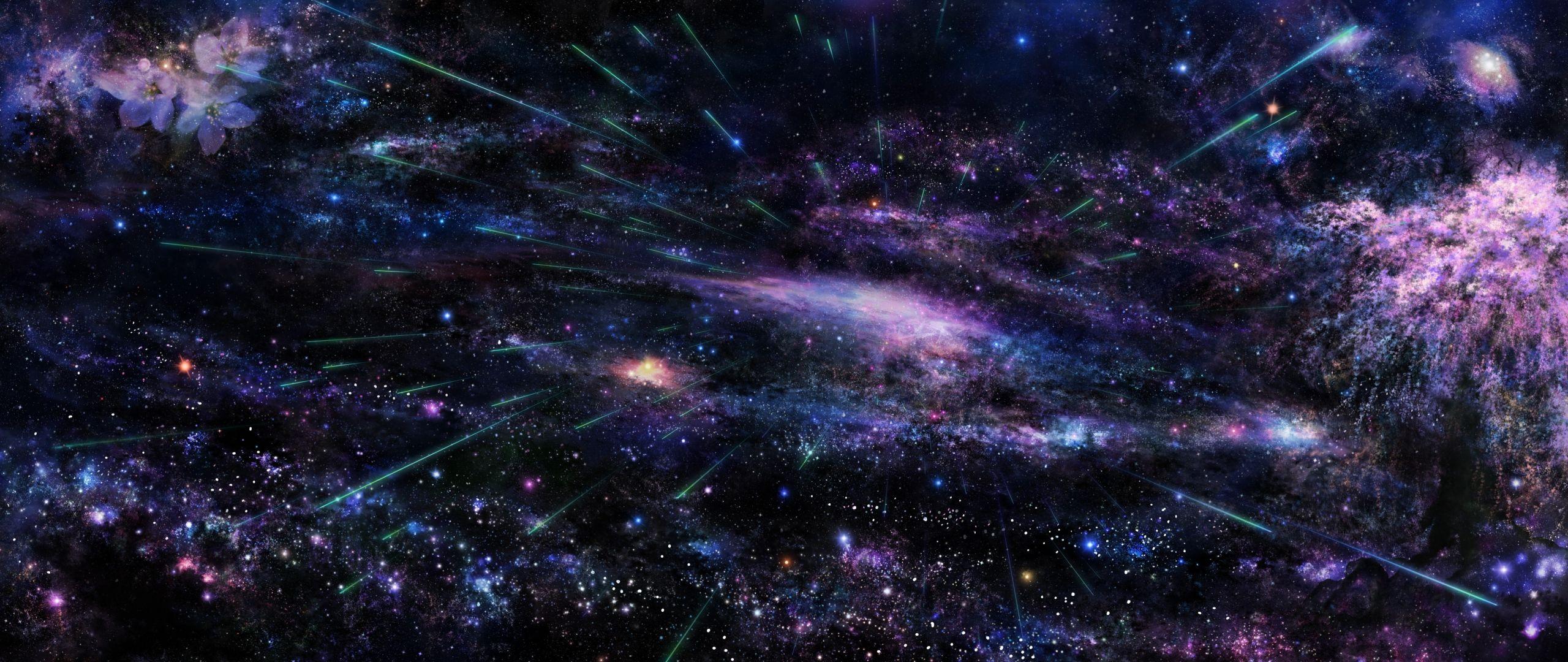 2560x1080 Download HD Space Universe Stars Tree Art Explosion Wallpaper