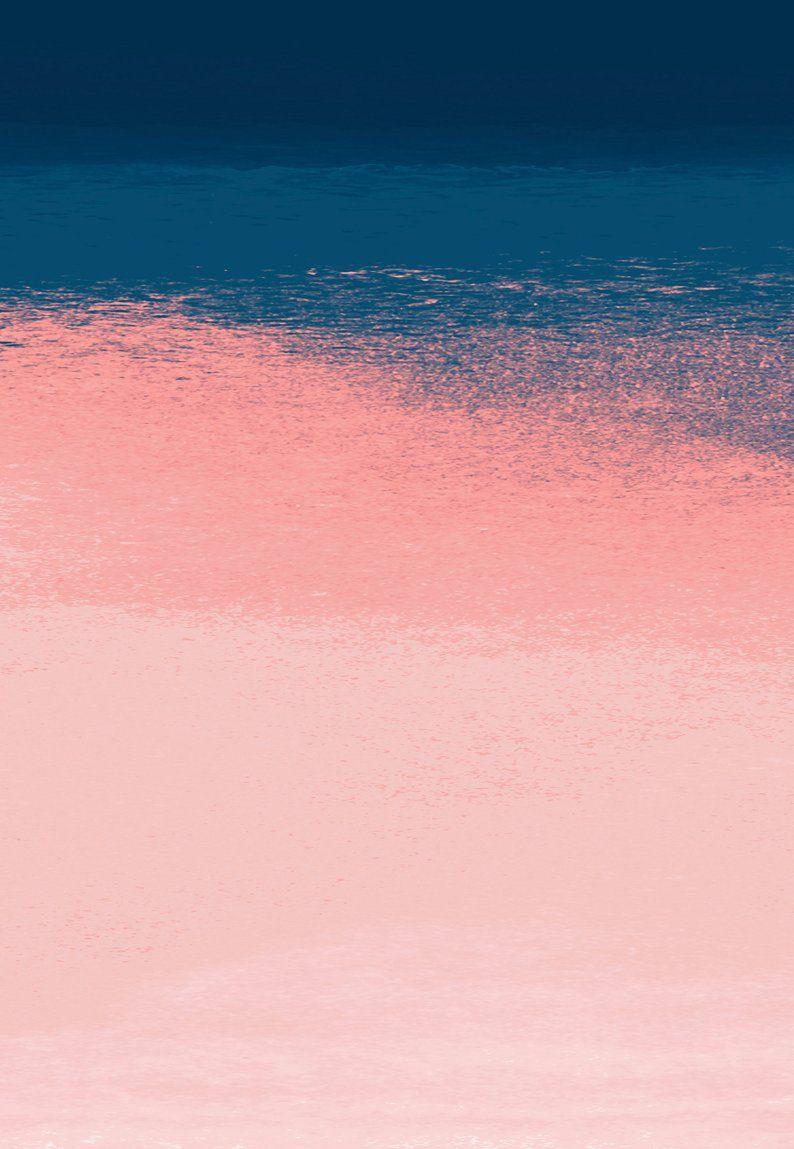 794x1149 Abstract Print Set, Light Pink and Navy Prints Set, Dark Blue Landscape Art Prints, Minimal Paintings, Nursery W. Landscape art prints, Abstract, Minimal painting