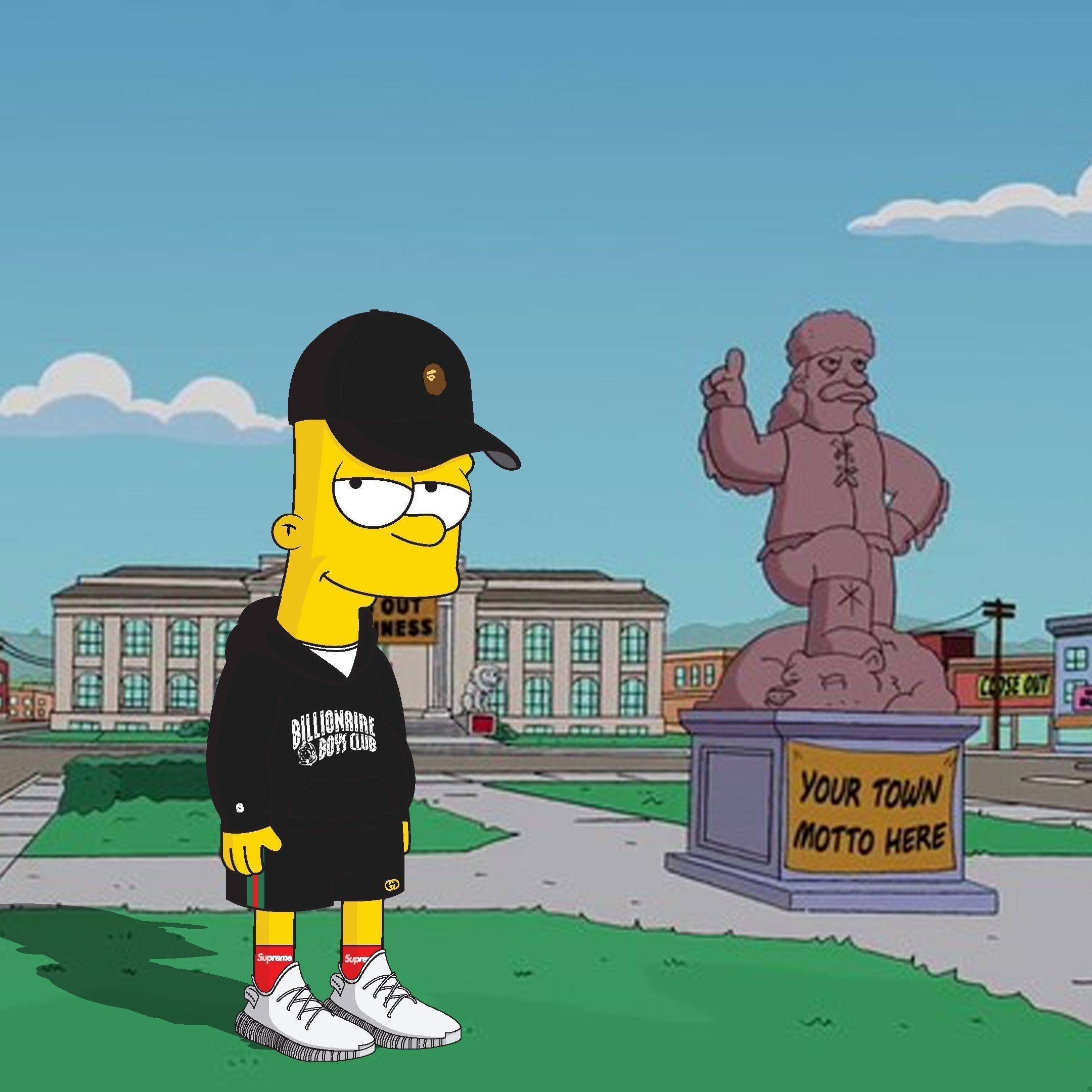 2160x2160 White Bart Simpson Supreme Wallpaper