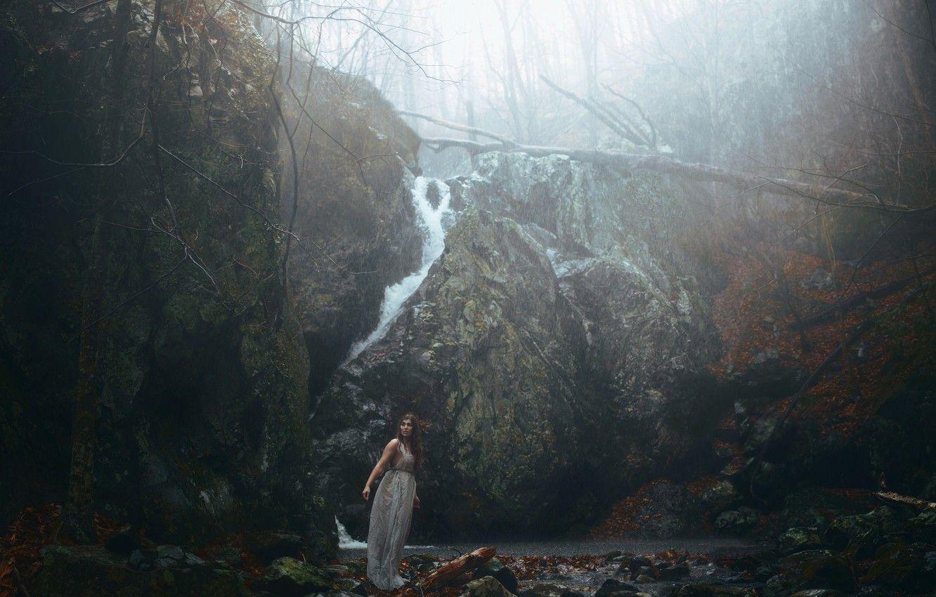 1332x850 Wallpaper girl, stones, rain, decay, Aleah Michele, and cold winds, Black woods image for desktop, section ситуации