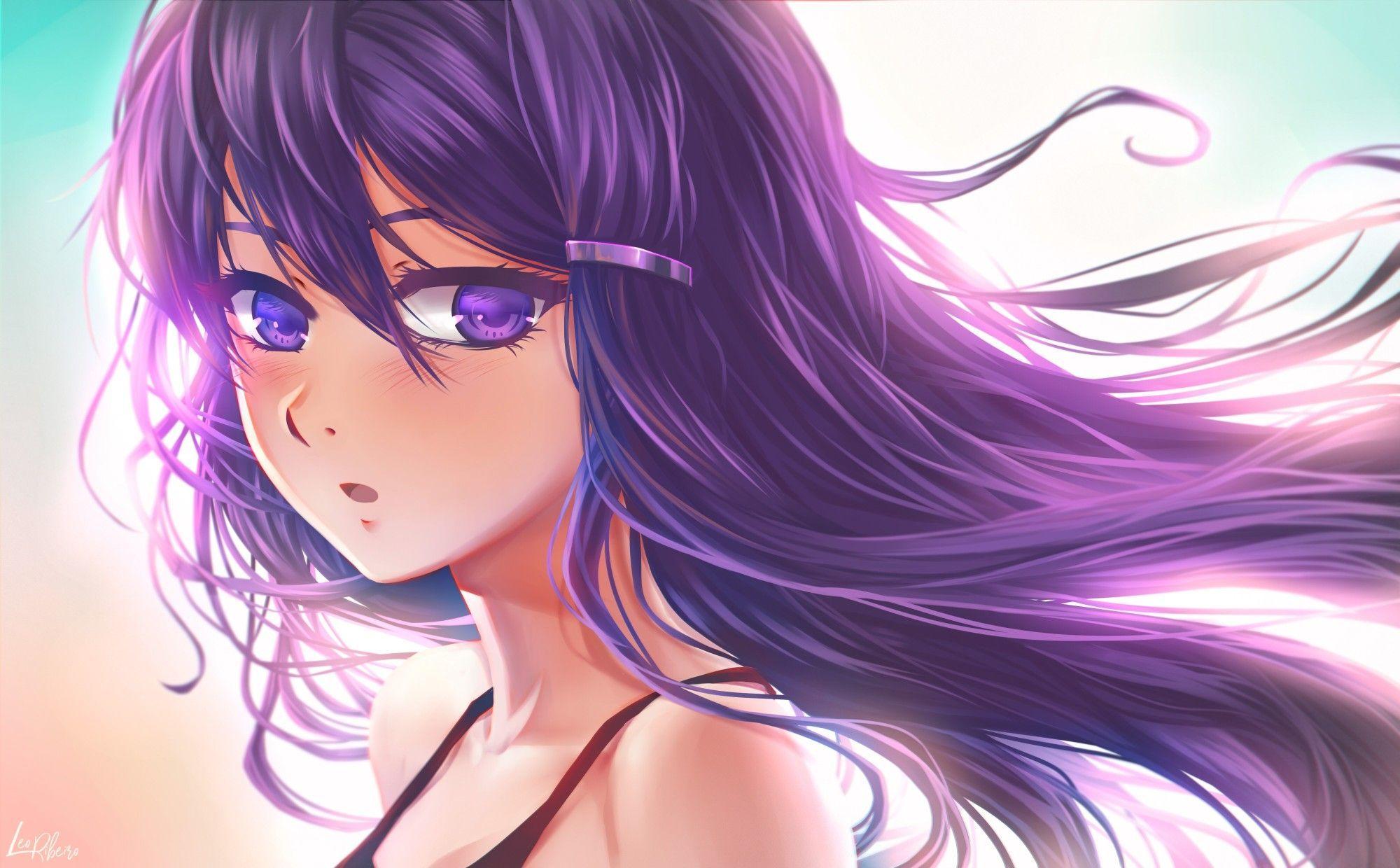 2000x1240 Anime girl Yuri: Doki doki Literature club wallpaper [Artist: LeoFoxArt] novels Clan [anime pics & digital art]