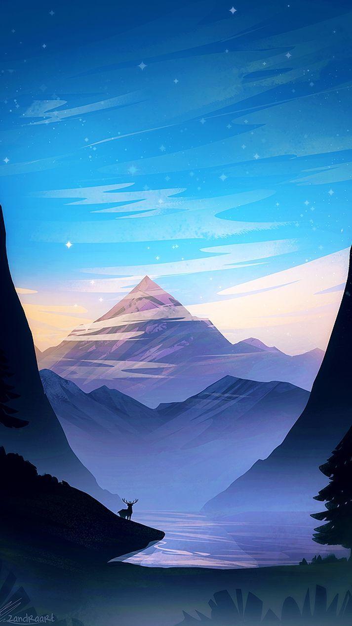 713x1267 Wallpaper Sunset Mountain View