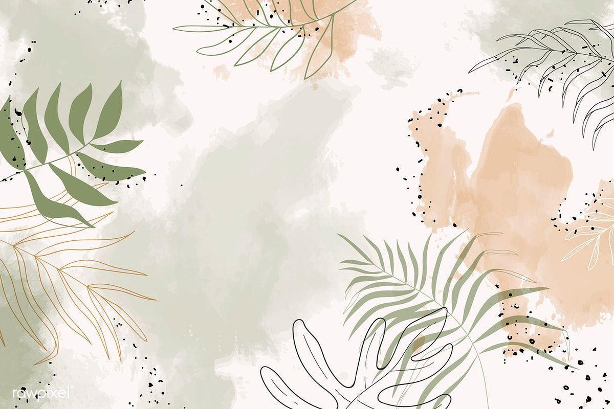 1200x800 Download premium vector of Beige leafy watercolor background vector 1222773. Papel de parede do notebook, computador, Papel de parede computador