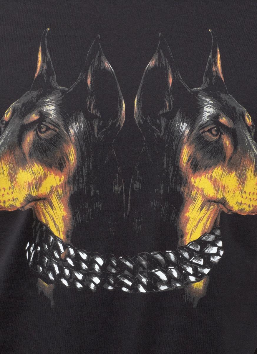873x1200 Givenchy Double Doberman Dog Print T Shirt In Black (Gray) For Men