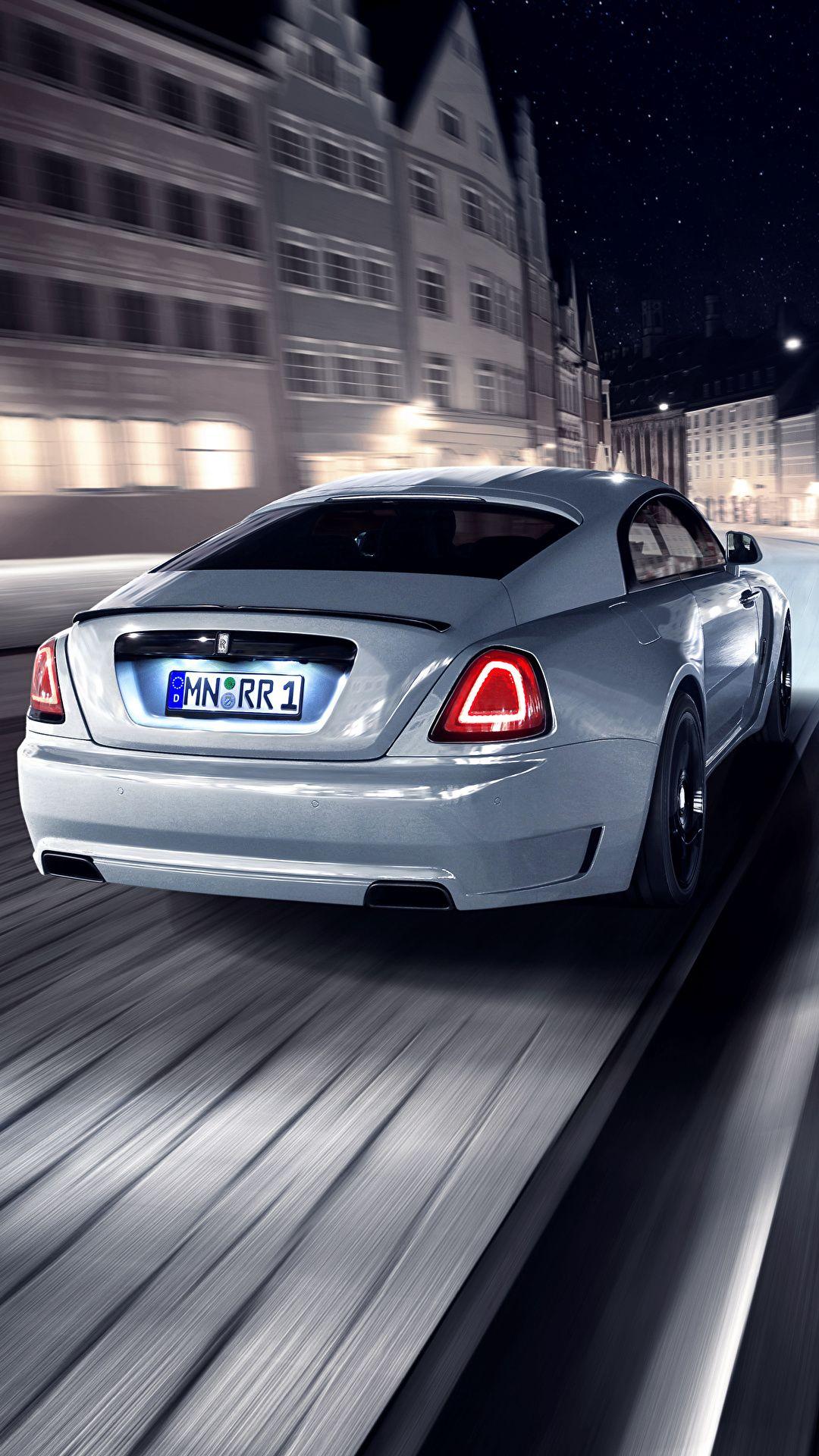 1080x1920 Picture Rolls Royce Wraith Spofec White Riding Night Back 1080x1920