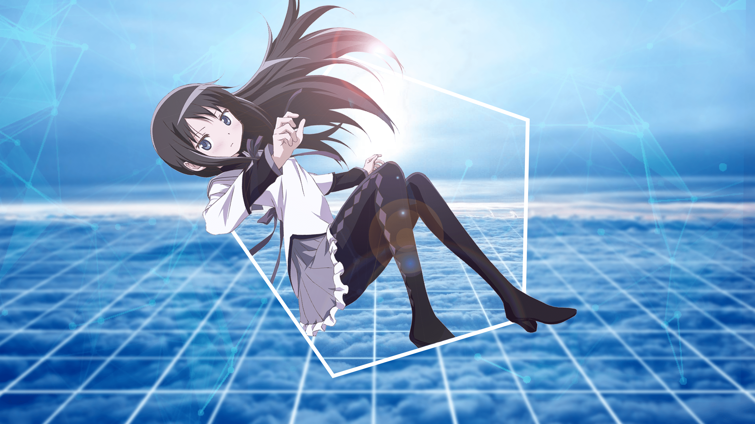 2560x1440 Anime 2560x1440 anime 2ch anime girls blue background. Wallpaper, Anime, Blue background