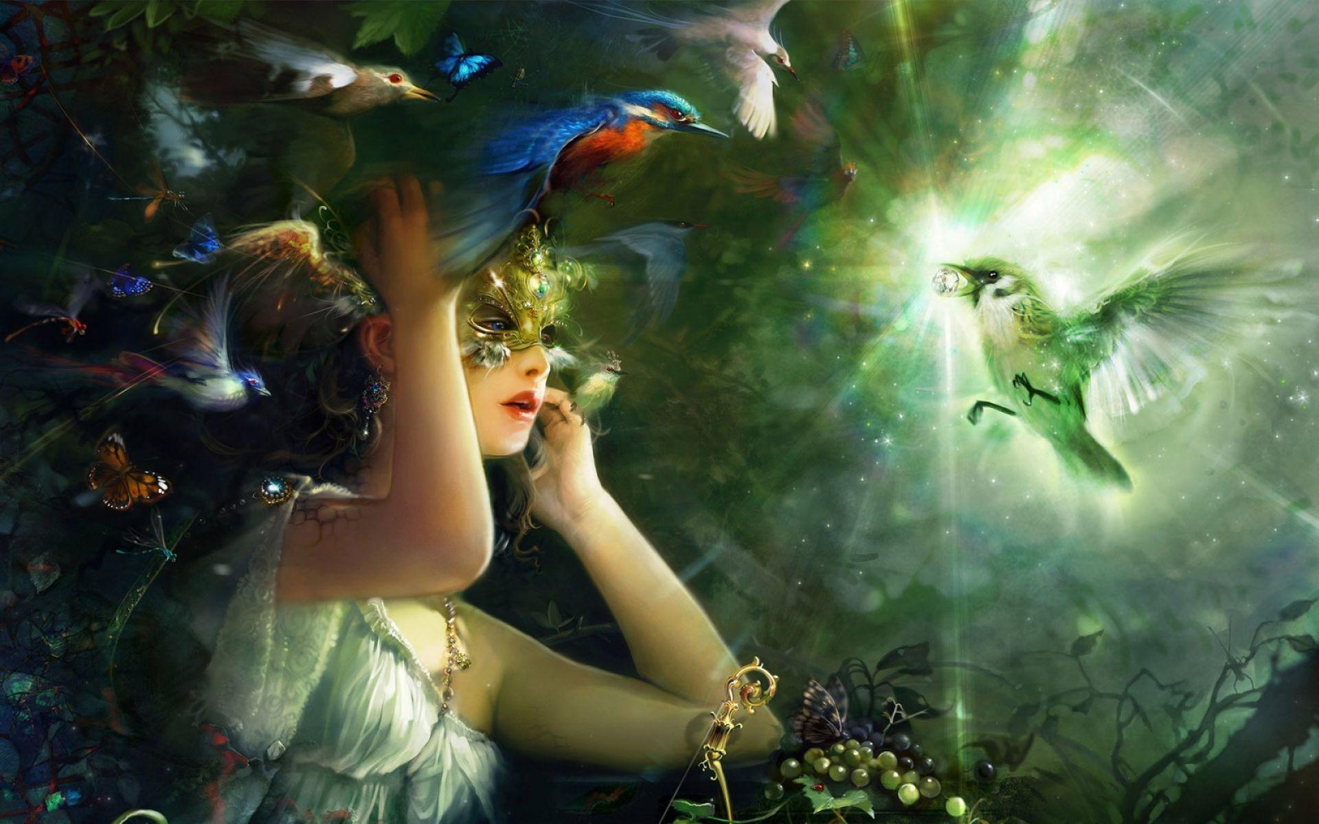 1920x1200 3D Fantasy Girl And Bird Wallpaper. HD 3D and Abstract Wallpaper for Mobile and Desktop