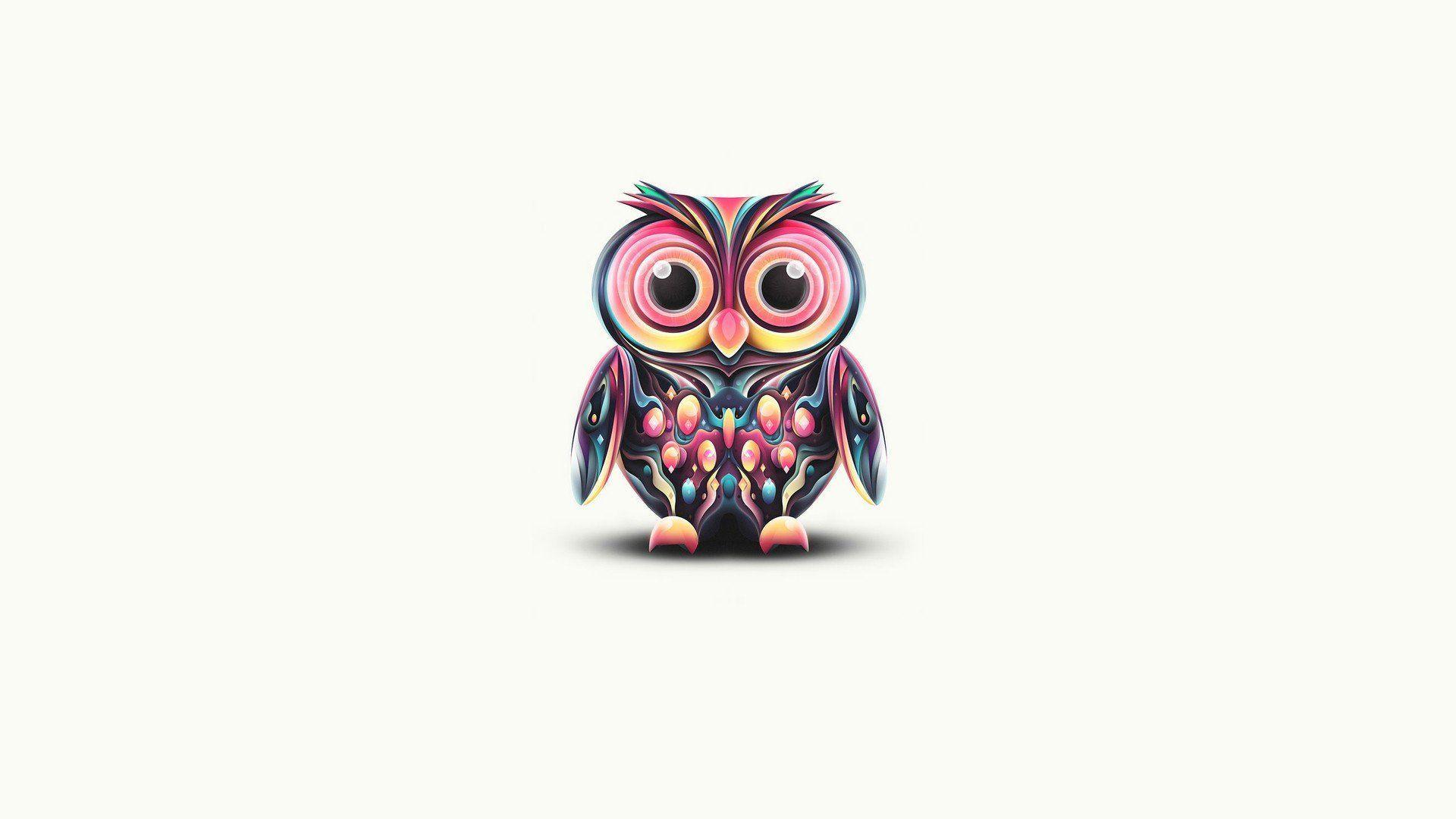 1920x1080 Cartoons abstract birds owls anime simple background widescreen