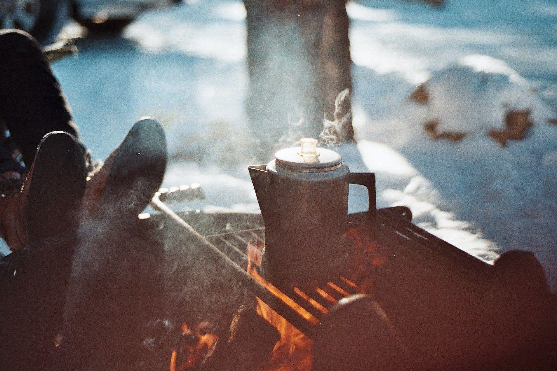 1908x1272 Winter Camping and Coffee Wallpaper .