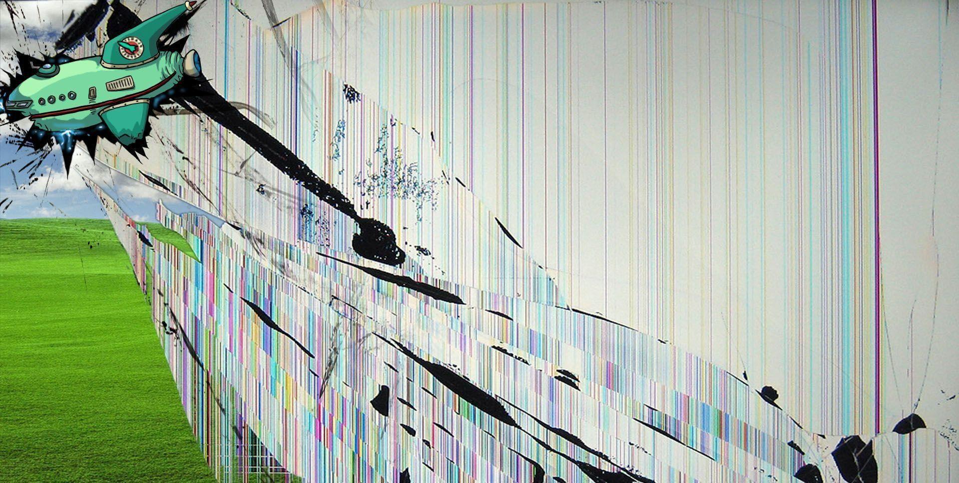 1920x967 Broken Computer Screen .