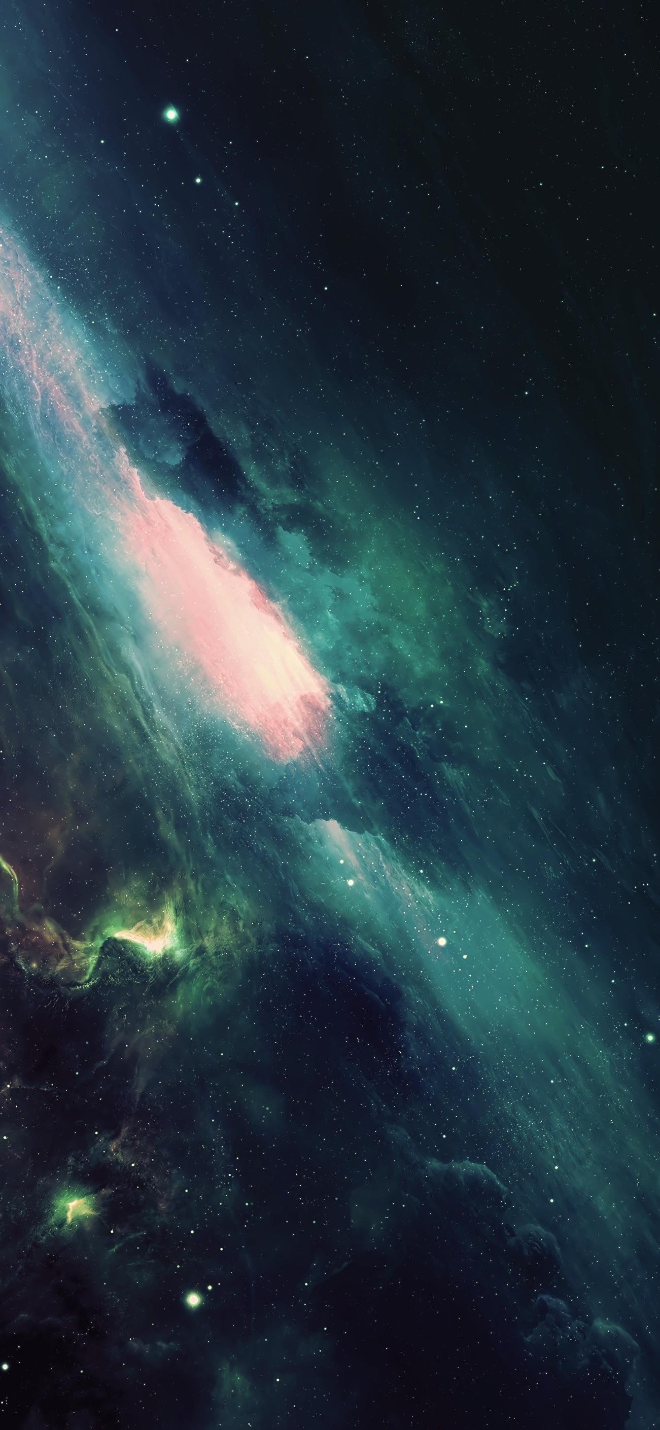 1301x2820 Galaxy Green iPhone Wallpaper