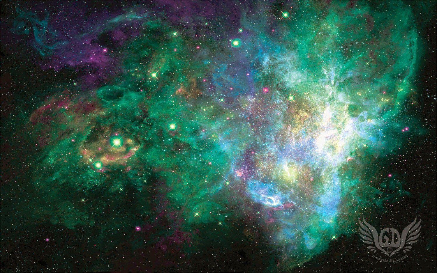 1500x938 Green Galaxy Wallpaper