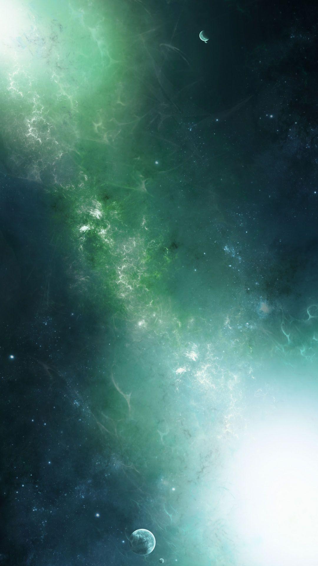 1080x1920 Green Galaxy Wallpaper