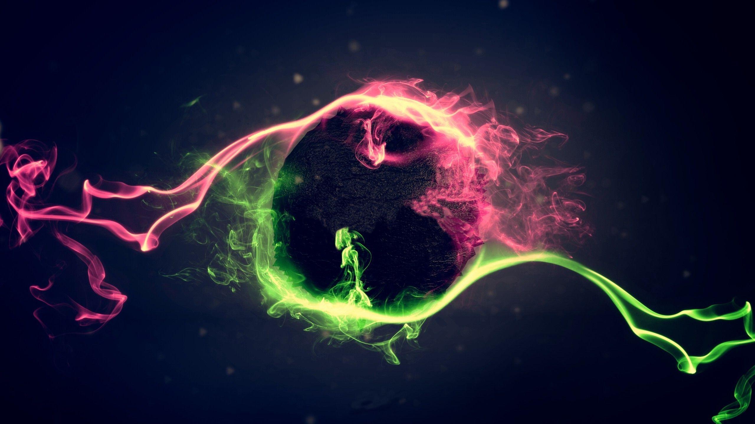 2560x1440 Purple and Green Space .