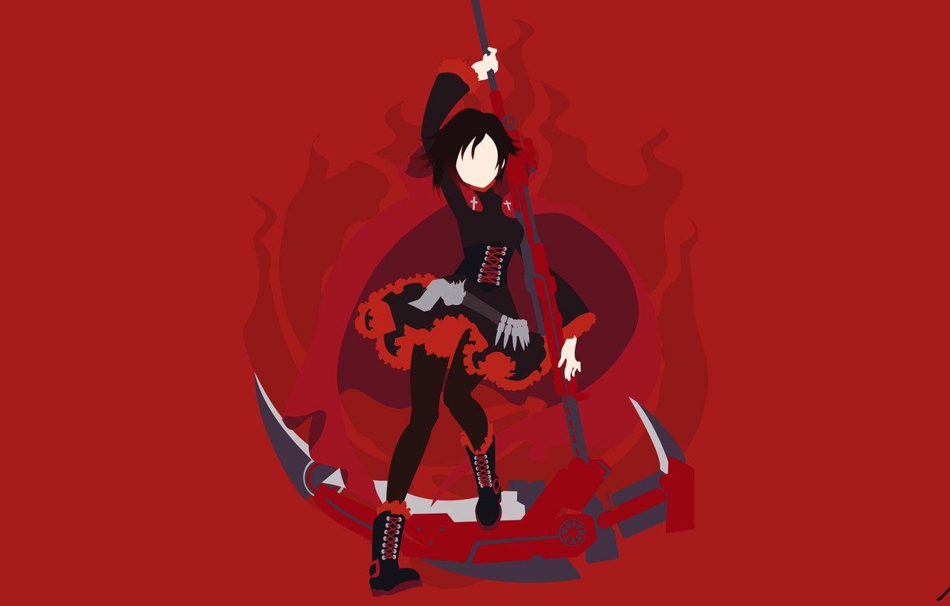 1332x850 Photo Wallpaper Girl, Minimalism, Braid, Red Background, Minimalist Wallpaper Rwby