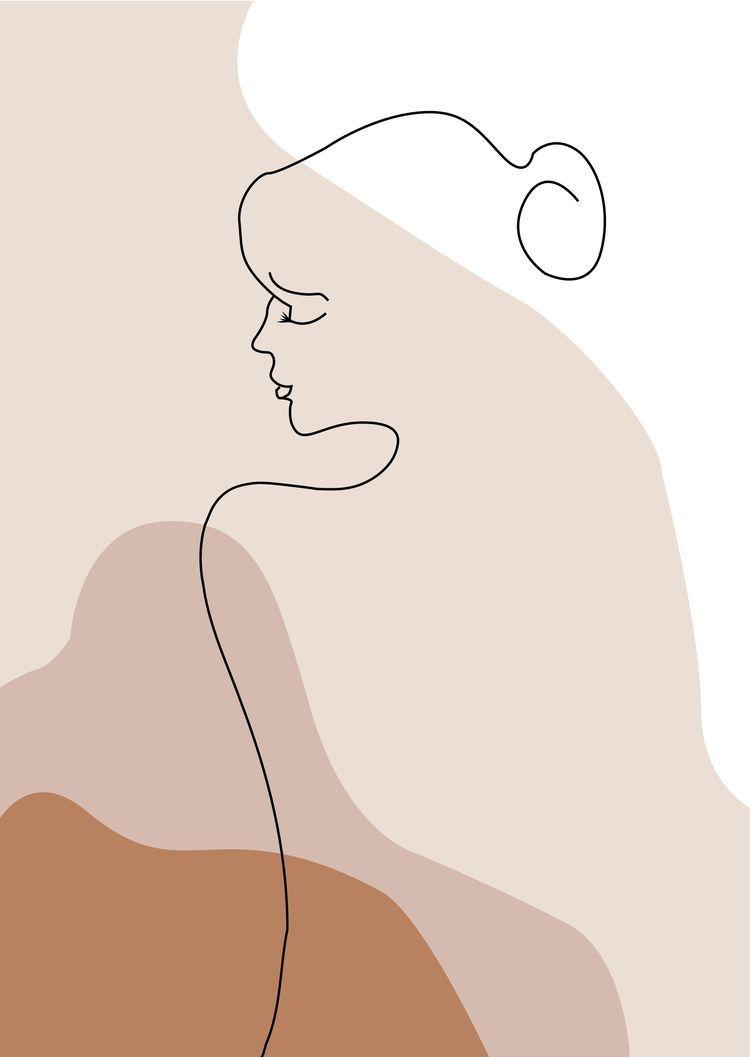 750x1057 Minimalist Printable Wallpaper. Abstract line art, Abstract face art, Painting art projects