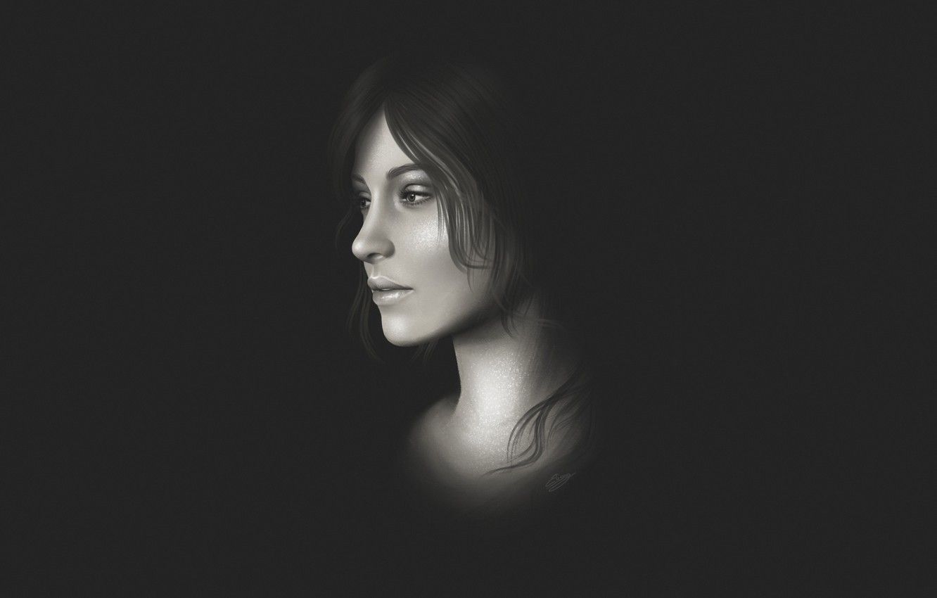 1332x850 Wallpaper Girl, Minimalism, The game, Face, Background, Tomb Raider, Lara Croft, Lara Croft, Elisa Guerra, by Elisa Guerra image for desktop, section минимализм