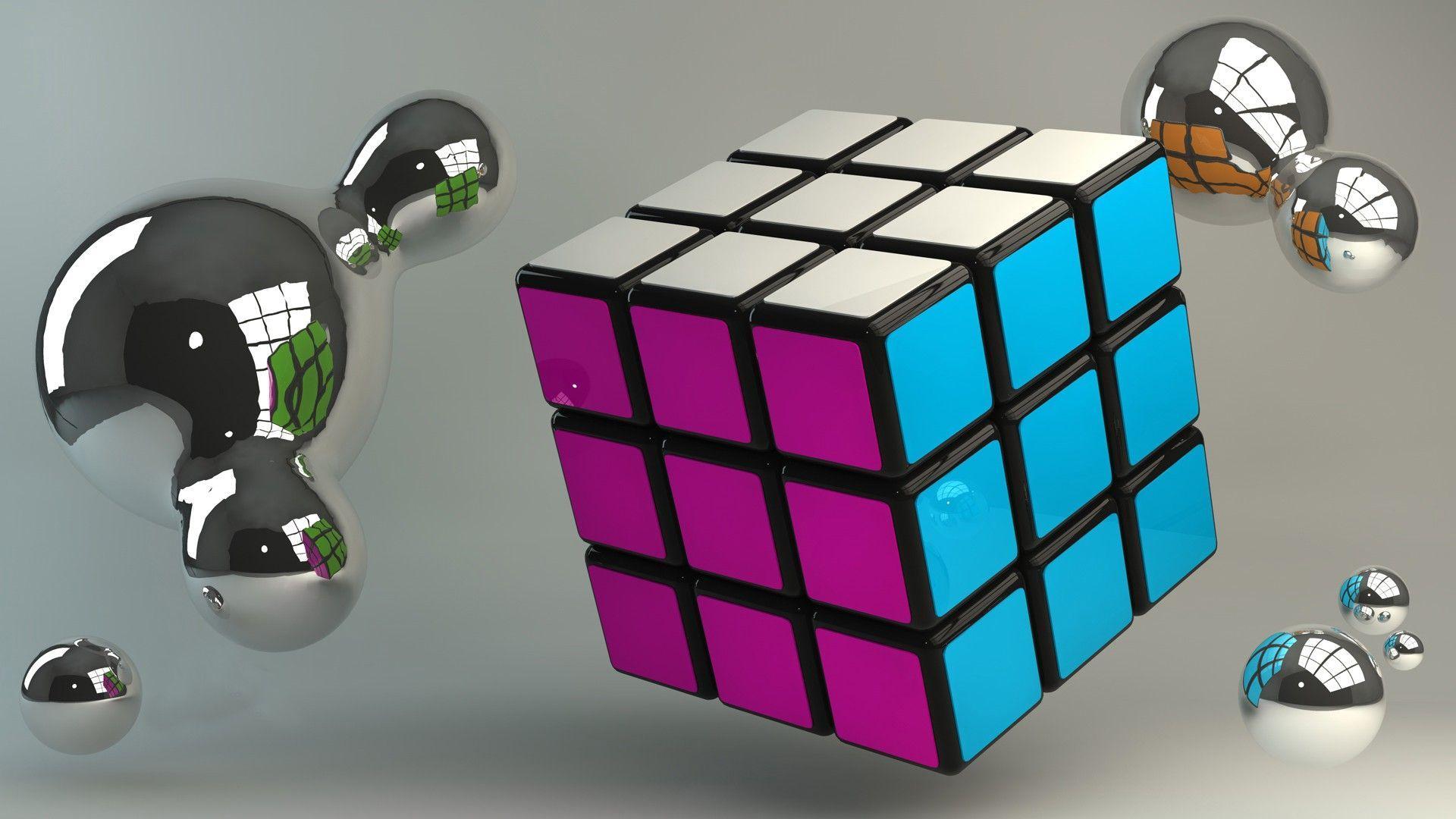 1920x1080 Rubiks Cube With Metallic Question Marks Wallpaper. HD 3D and Abstract Wallpaper for Mobile and Desktop