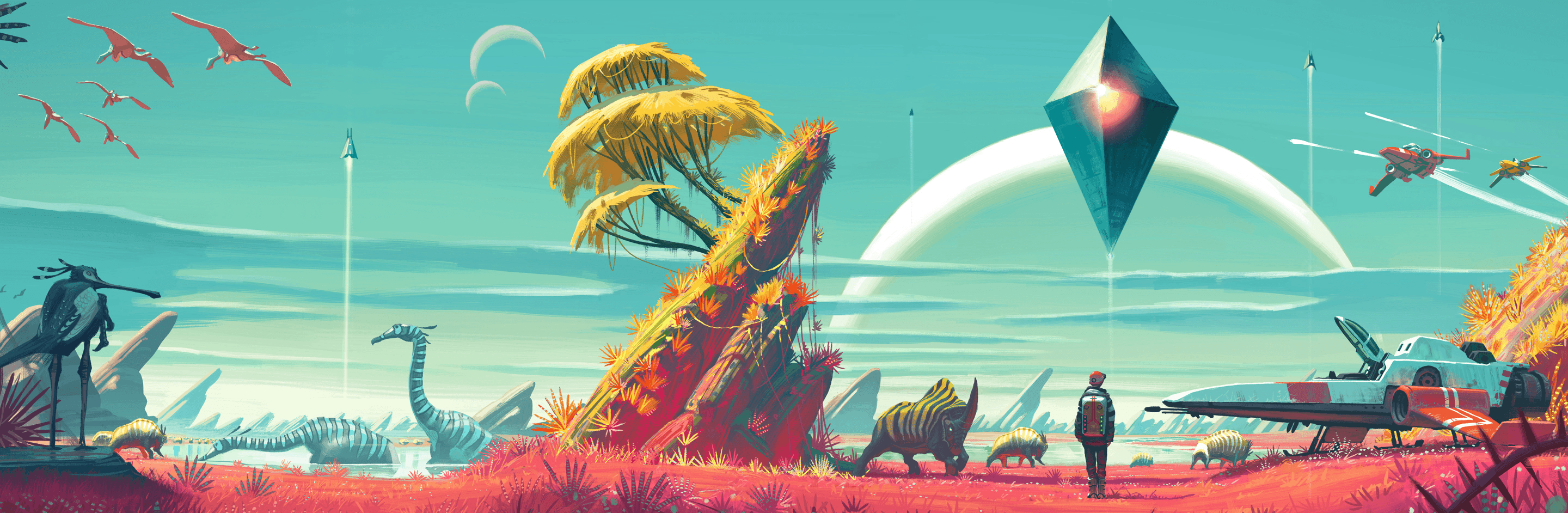 2880x942 No Man's Sky Dual Screen Wallpaper