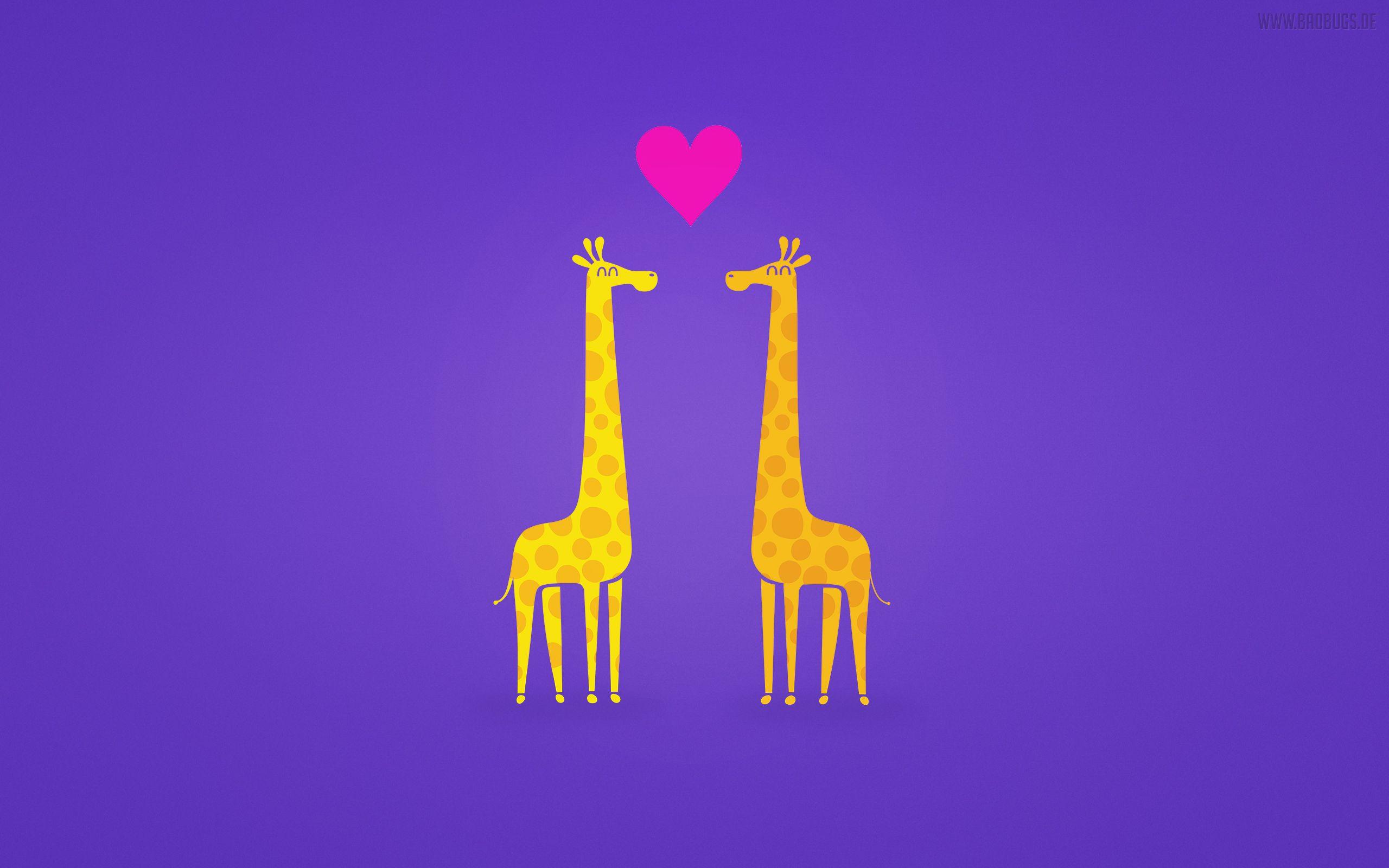 2560x1600 Wallpaper Giraffe, Love, Couple, Minimal, Animal, Cartoon Cartoon Giraffe Couple In Love Purple Edition Wallpaper & Background Download