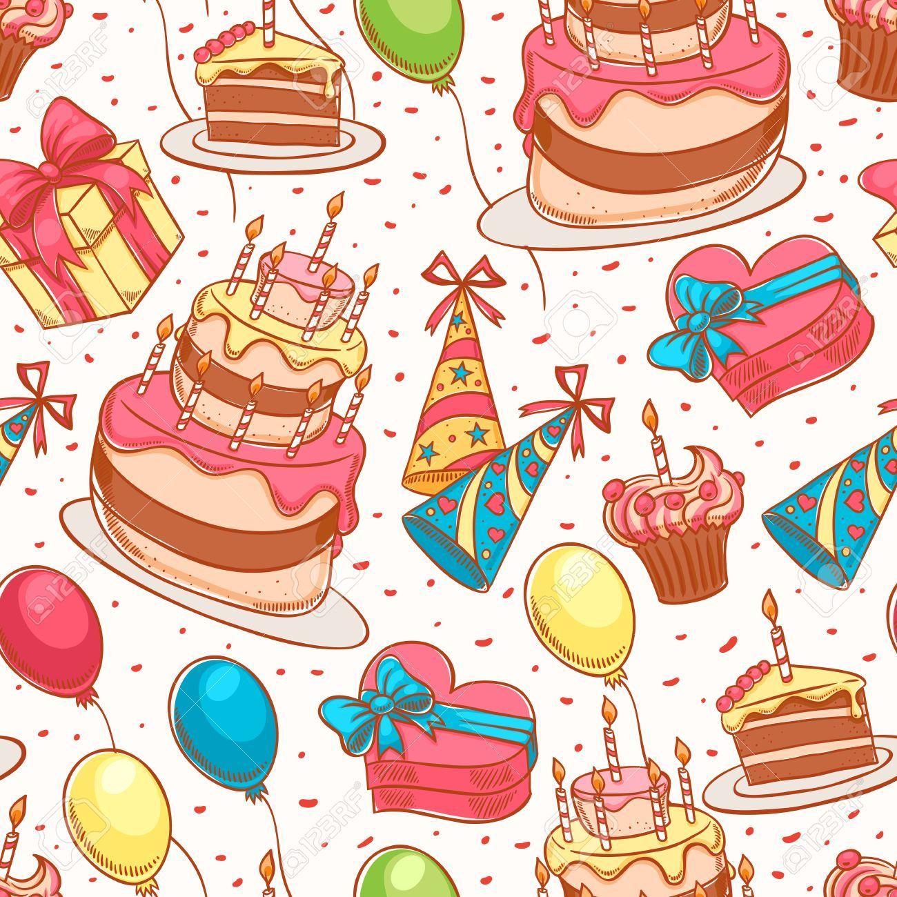 1300x1300 Exclusive Photo of Cute Birthday Cake. Cute Birthday Cake Happy Birthday Cute Seamless Backgrou. Cartoon birthday cake, Birthday cartoon, Cute birthday cakes