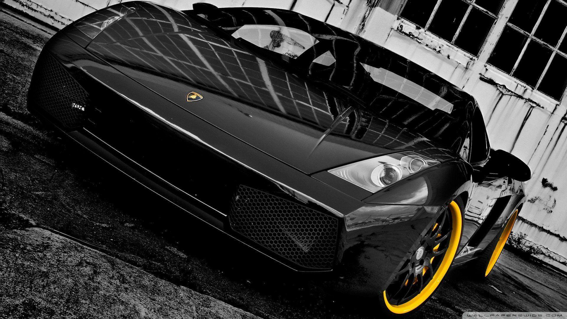 1920x1080 Black and white mirrors yellow cars Lamborghini wheels wallpaperx1080