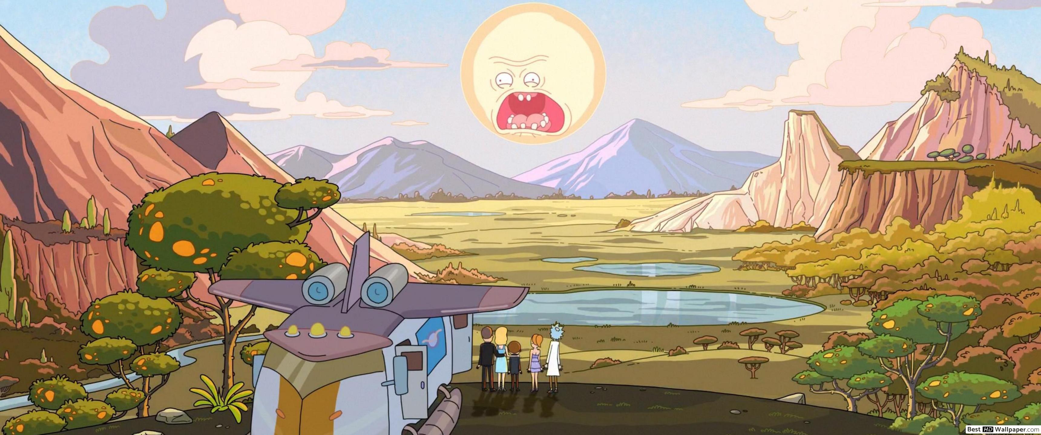 3440x1440 Rick And Morty Dual Screen Wallpaper