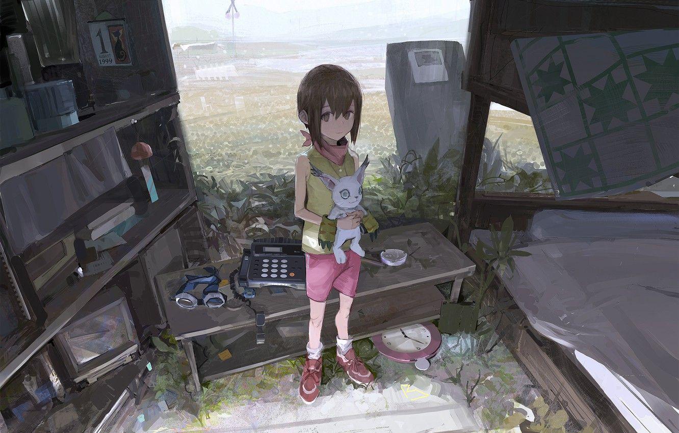 1332x850 Wallpaper girl, phone, shelves, Adventure Digimon image for desktop, section кодомо