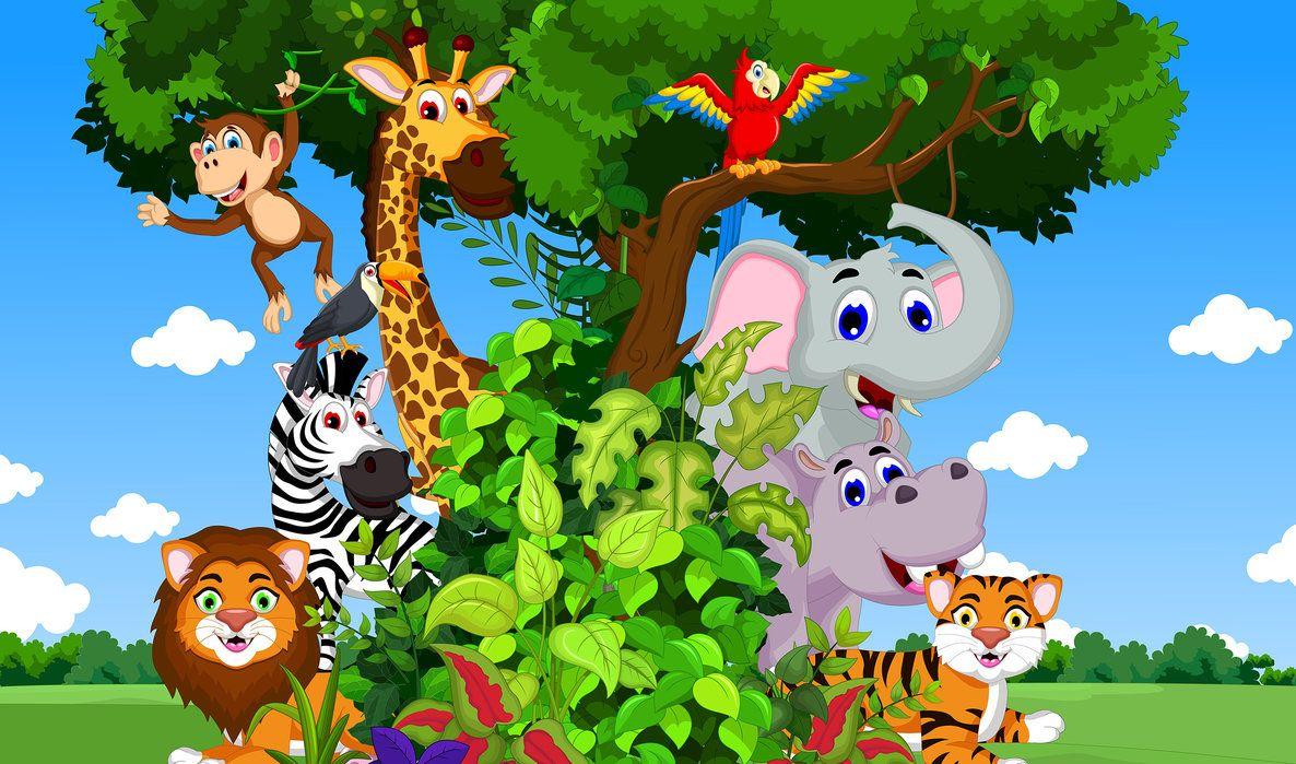 1186x699 Animals in Forest Cartoon