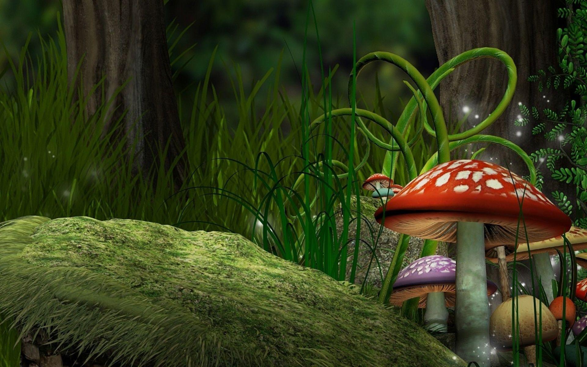 1920x1200 mushrooms, Forest, Grass, Art Wallpaper HD / Desktop and Mobile Background