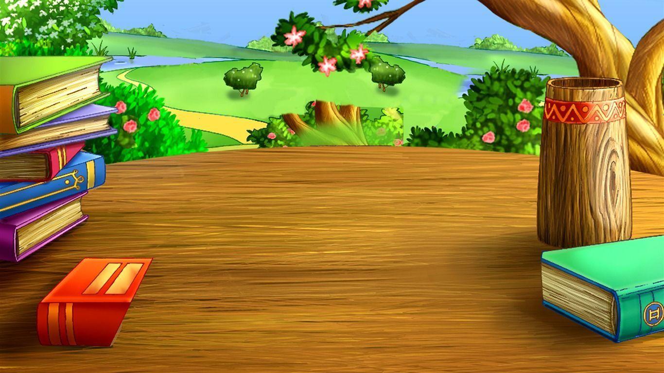 1366x768 Forest Cartoon Desktop Wallpaper Kecbio