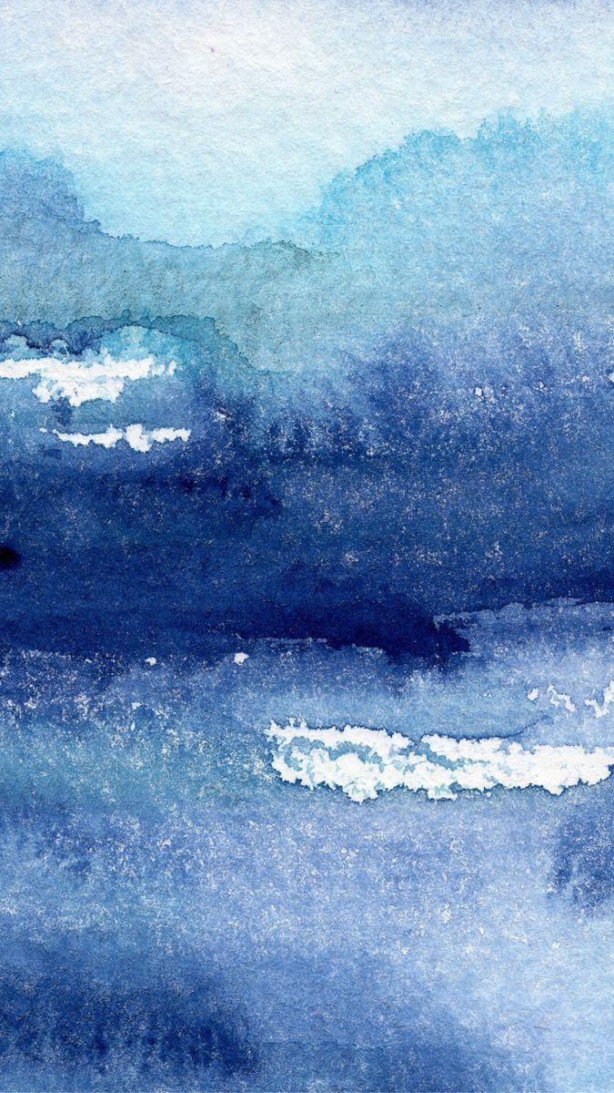 675x1200 Wallpaper. Watercolor ocean, Ocean art, Blue watercolor