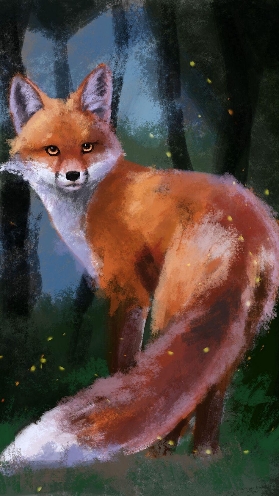 938x1668 Download Wallpaper 938x1668 Fox, Glance, Animal, Forest, Art Iphone 8 7 6s 6 For Parallax HD Background