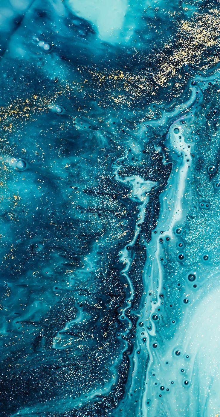 736x1389 Blue Glitter Marble Wallpaper