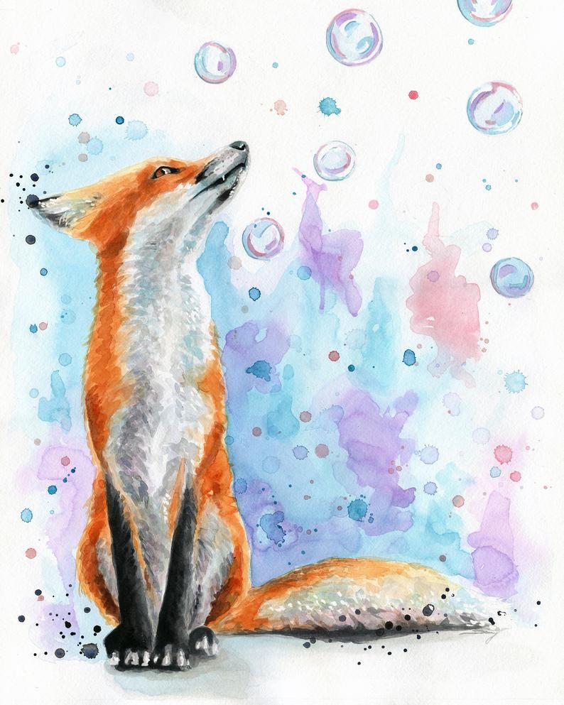 794x993 Fox Painting Fox Watercolor Fox Print Fox Gift. Etsy. Fox painting, Red fox art, Watercolor fox