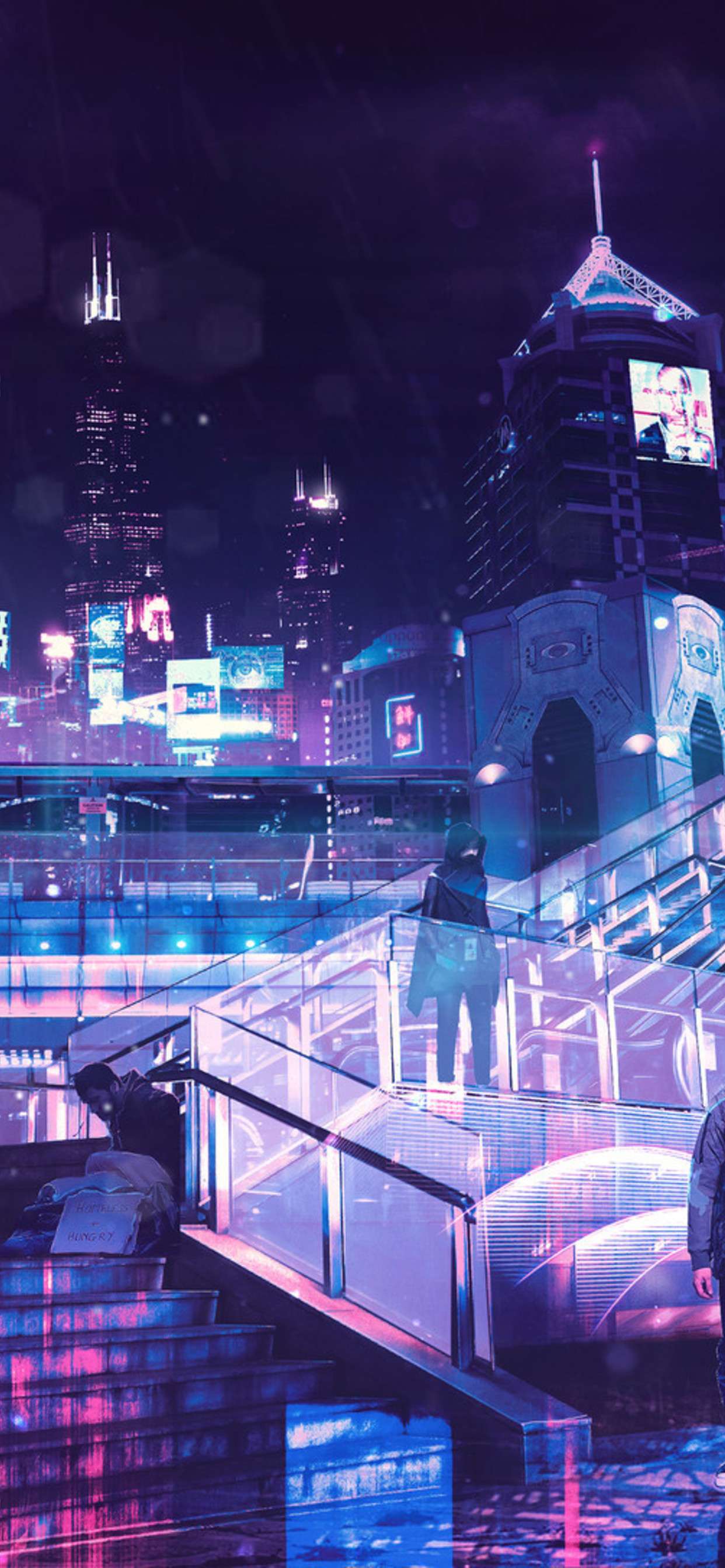 1242x2688 iPhone Wallpaper Neon City