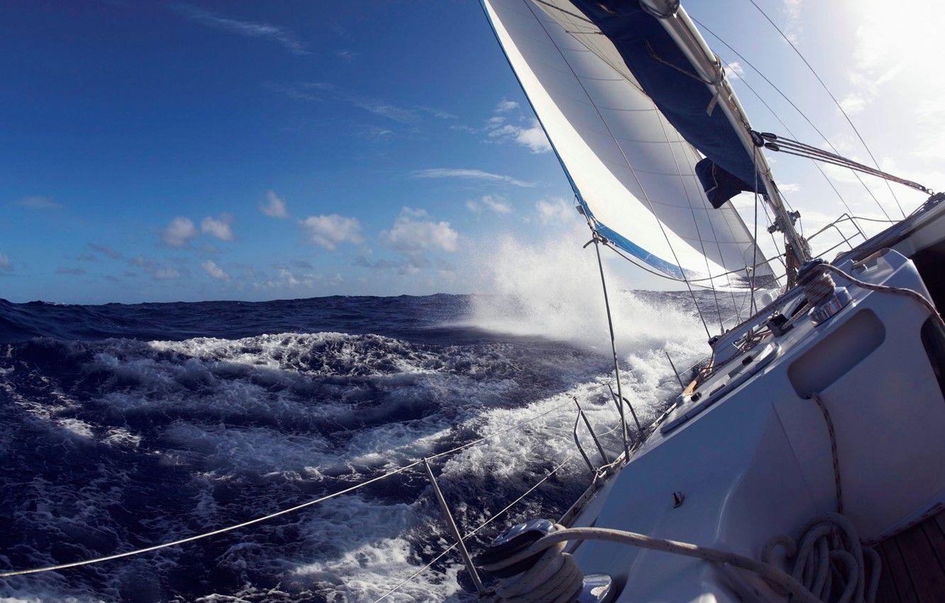 1332x850 Wallpaper sea, wave, storm, yacht, sail image for desktop, section разное