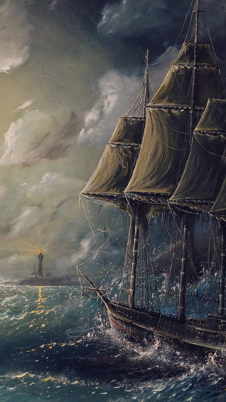 720x1280 Boat in Storm wallpaper