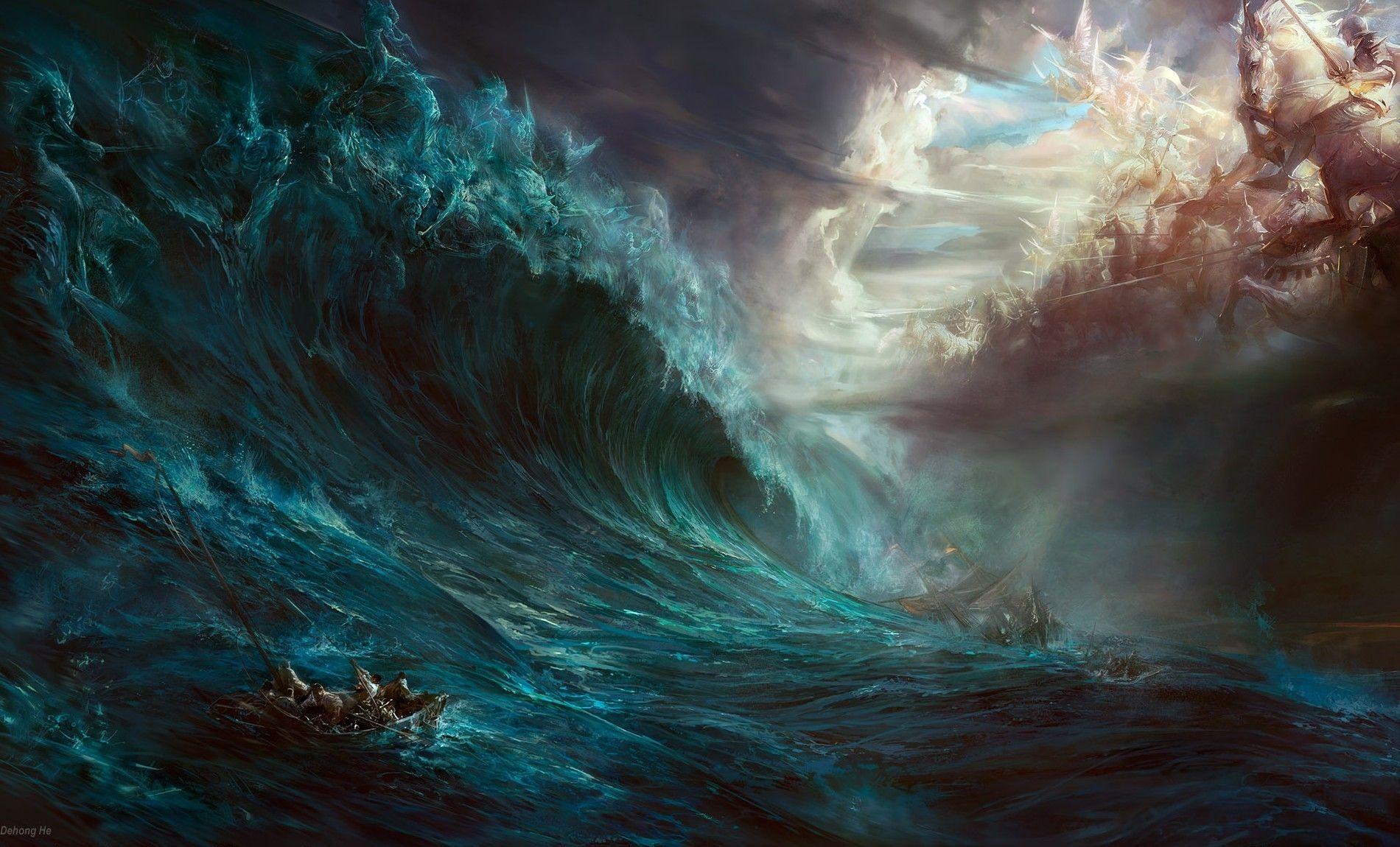 1900x1150 boat, War, Sea, Waves, Storm, Ship, Magic Wallpaper HD / Desktop and Mobile Background