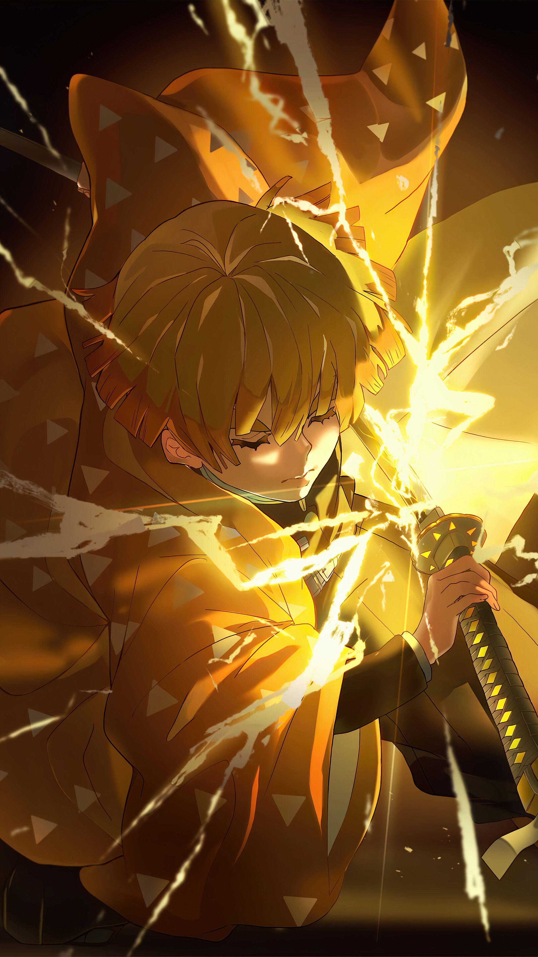 2160x3840 Zenitsu, Katana, Lightning, Kimetsu no Yaiba, 4K phone HD Wallpaper, Image, Background, Photo and Picture HD Wallpaper