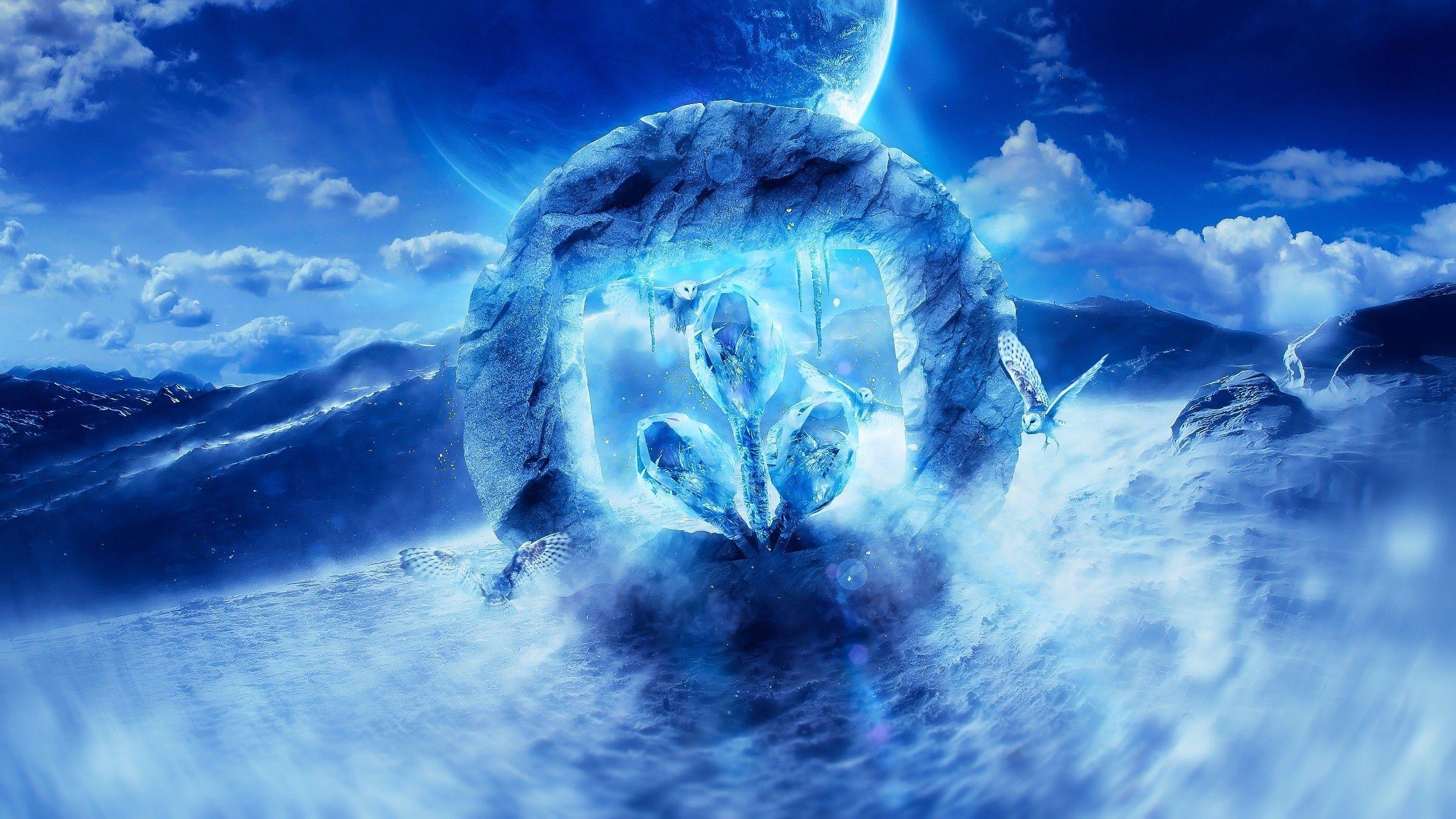 2560x1440 planet, Owl, Winter, Ice, Snow, Nature, Render, Desktopography Wallpaper HD / Desktop and Mobile Background
