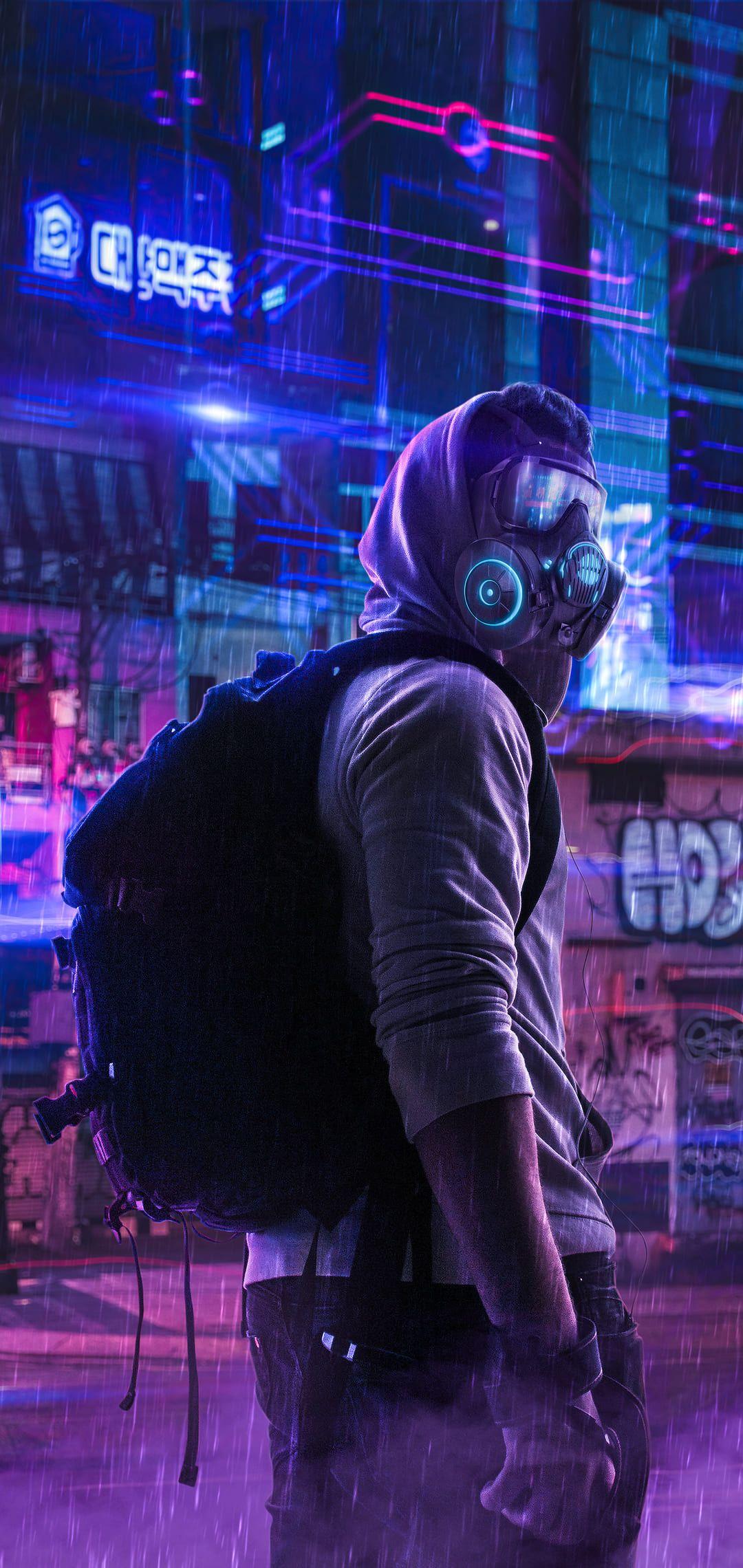1080x2280 Cyberpunk Homescreen phone Wallpaper to Download Full Size Wallpaper