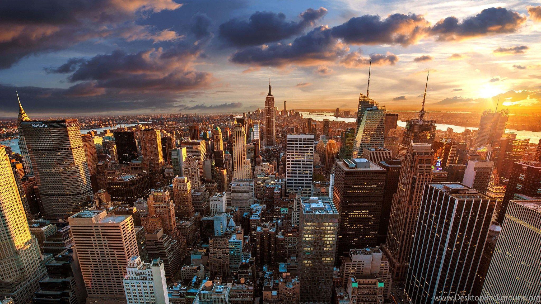 2048x1152 Download New York City Skyline At Sunset HD Wallpaper For 4K 3840. Desktop Background