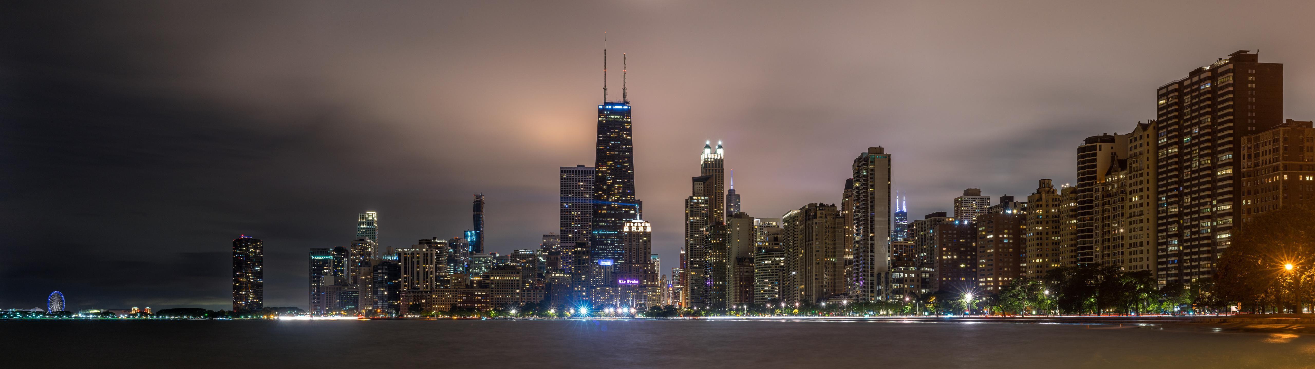 5120x1440 Chicago Skyline for Dual Monitors 4K wallpaper. Chicago skyline, Skyline, Dual monitor wallpaper