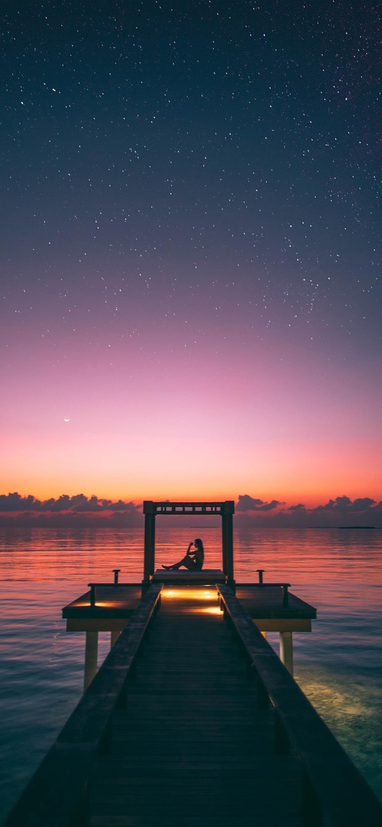 1242x2688 Maldives Sunset Wallpaper