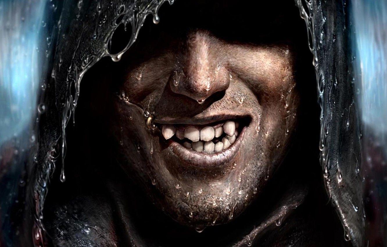 1332x850 Photo Wallpaper Fantasy, Rain, Smile, Man, Vampire, Man Fantasy Art
