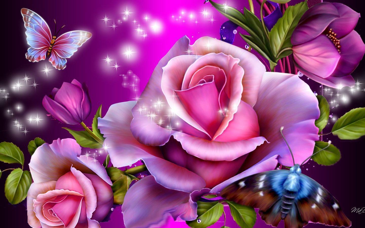 1440x900 Purple Butterfly Desktop. Desktop wallpaper Drawn wallpaper Purple roses and butterflies. Butterfly wallpaper, Rose wallpaper, Cross paintings